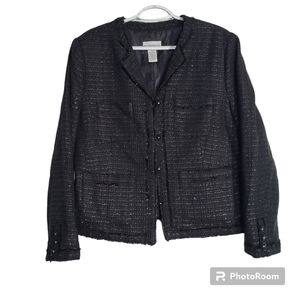Jaclyn Smith Black/Silver Tweed Blazer size 18